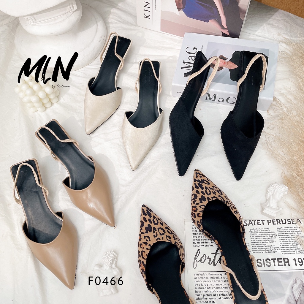 GIÀY CAO GÓT NỮ SLINGBACK GÓT NHỌN 3P BÍT MŨI NHỌN HẬU THUN F0466