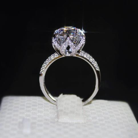 Nhẫn Cưới Mạ Bạc 925 Đính Kim Cương Nhân Tạo 3 Carat