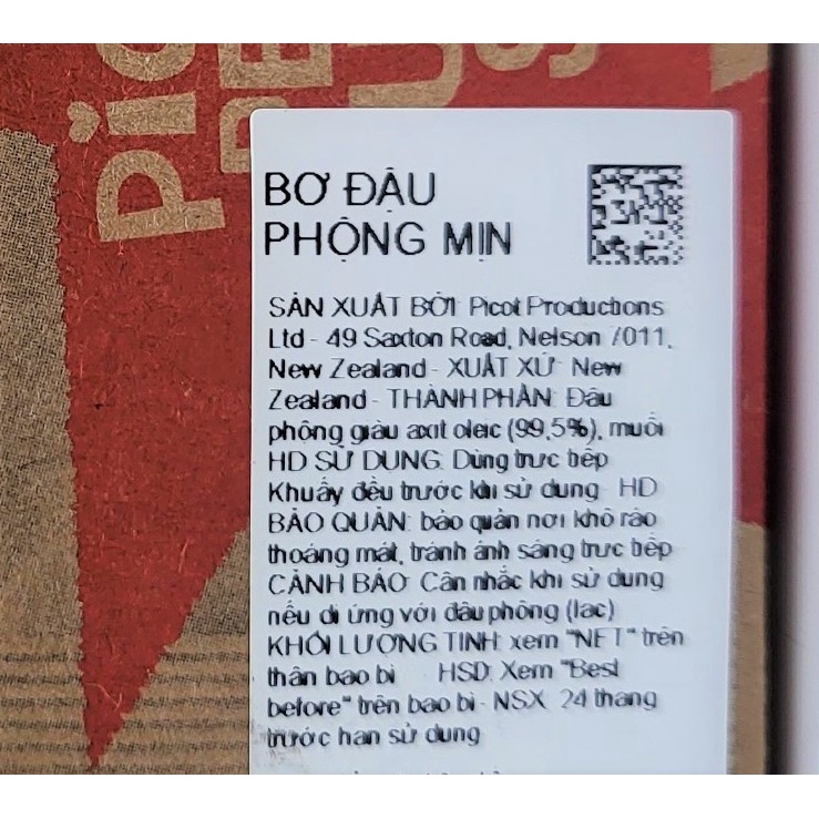 [Gói nhỏ 30g] BƠ ĐẬU PHỘNG MỊN [New Zealand] PIC’S Peanut Butter Slug (nvt)