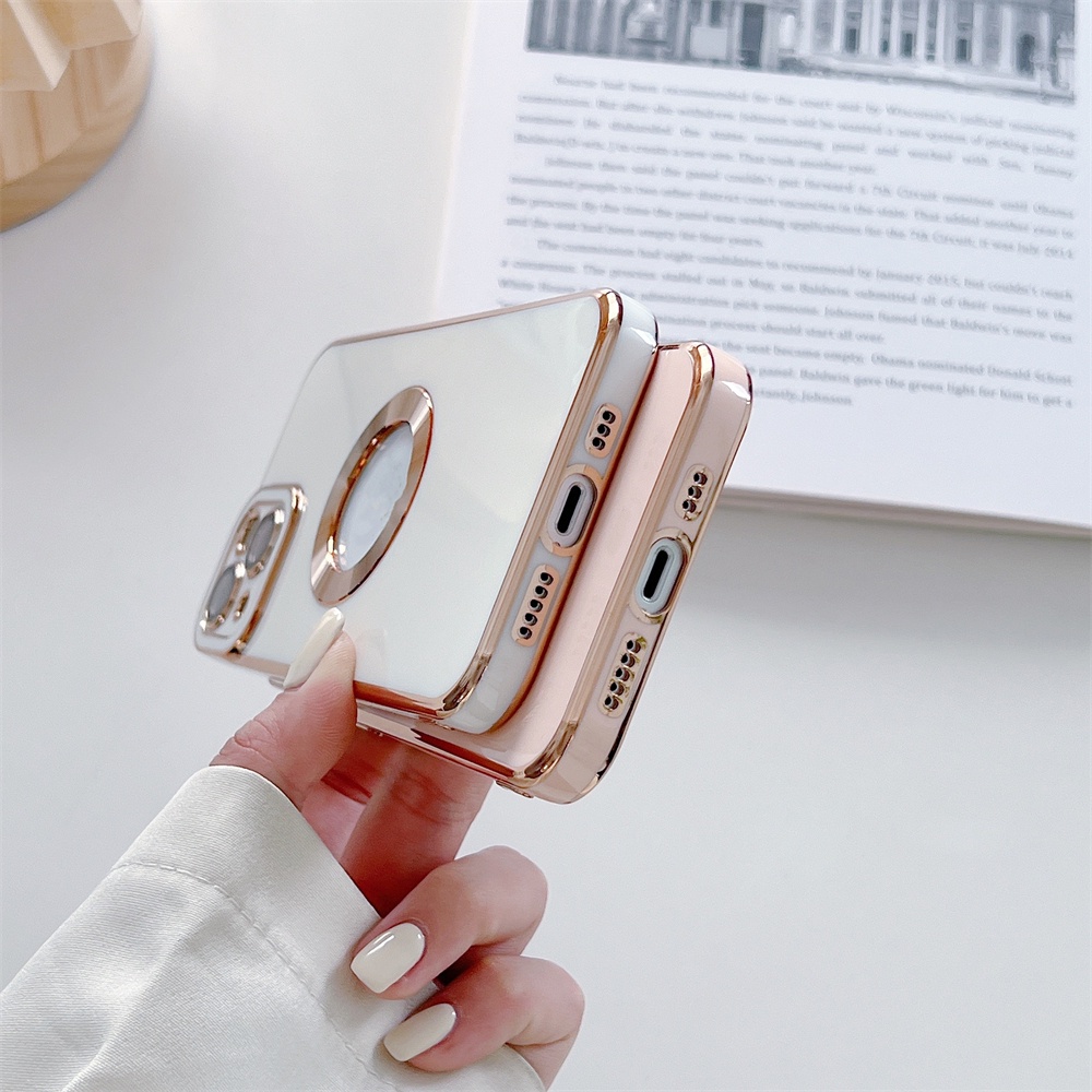 Sang Trọng Ốp Điện Thoại Mạ Điện Chống Sốc Bảo Vệ Ống Kính Máy Ảnh Cho IPhone 7 plus 8 plus x xs max xr 12mini 13mini
