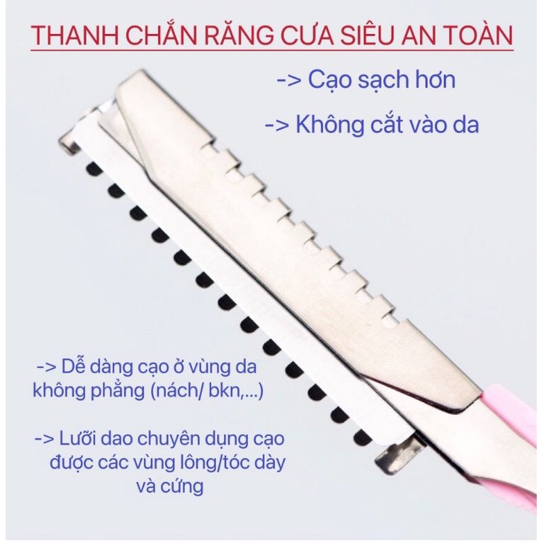 Cán Dao+ 10 lưỡi Dao Cạo  Chân Mày, Dụng Cụ Tỉa Cạo Lông Mày Râu Tóc mai gáy lông bi Gấp gọn Tiện Lợi