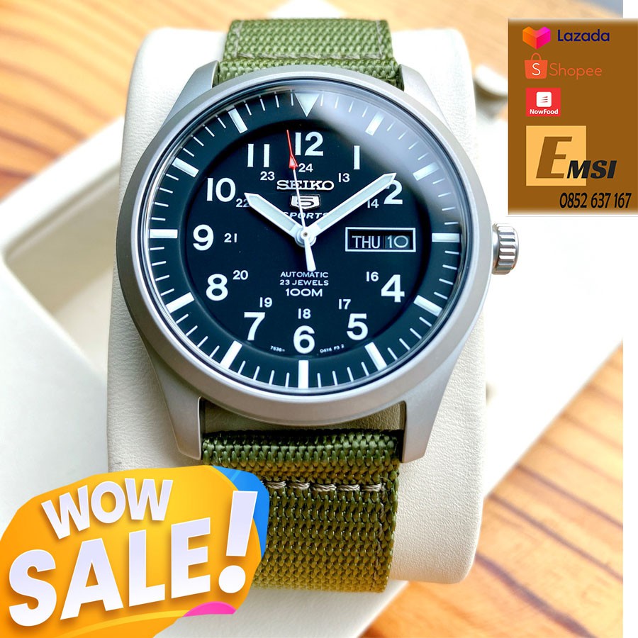 Đồng hồ nam chính hãng Seiko SNZG09K1 xanh quân đội