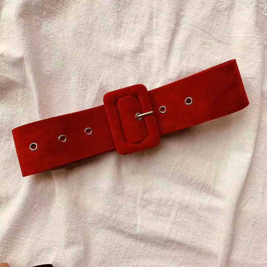 Thắt lưng da mềm màu trơn khóa vuông thời trang cho nữ