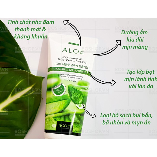 Sữa Rửa Mặt Chiết Xuất Nha Đam Jigott Natural Aloe Foam Cleansing 180ml