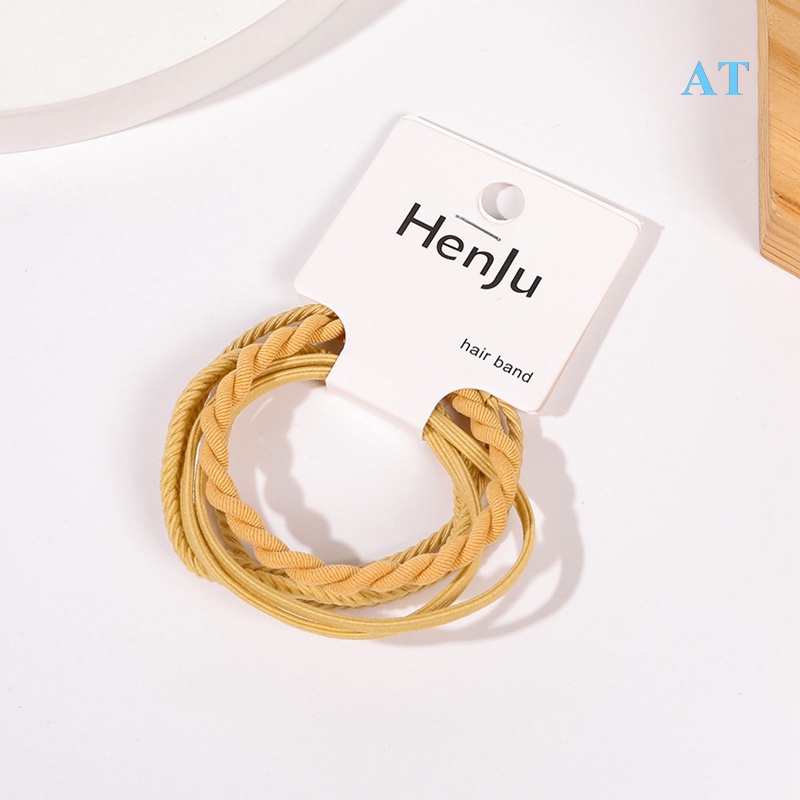 Dây Buộc Tóc Co Giãn Cao 4 Trong 1 Màu Sắc Ngẫu Nhiên Cho Nữ