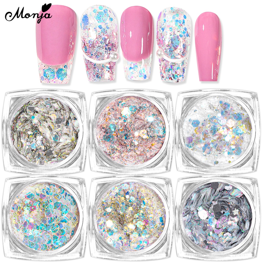 MONJA Bột Kim Tuyến Lục Giác Trang Trí Móng Tay