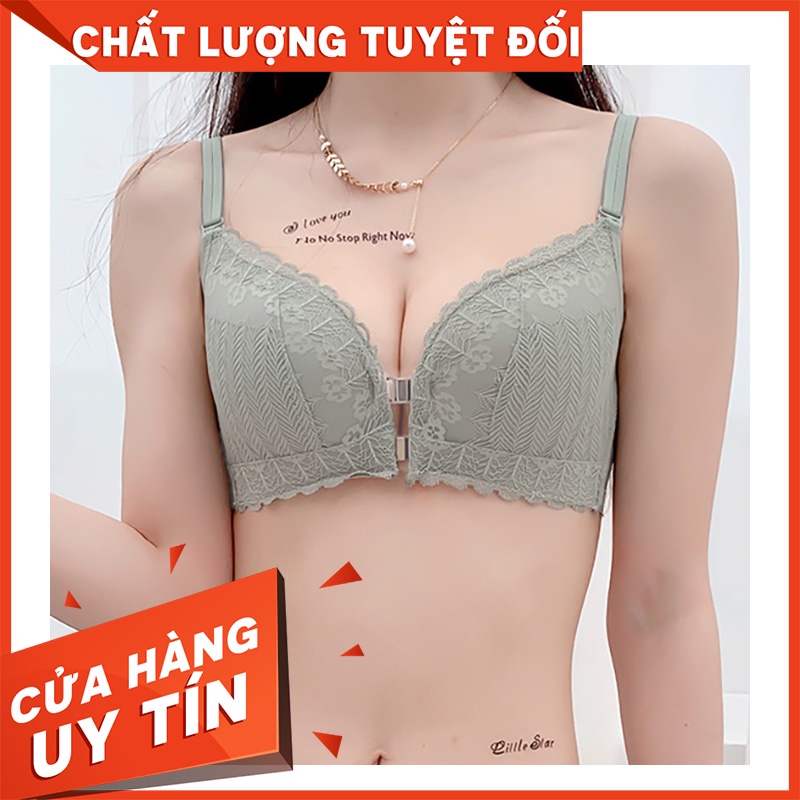 Áo lót cài trước khóa nam châm su non siêu mềm phối ren đệm vừa 2cm