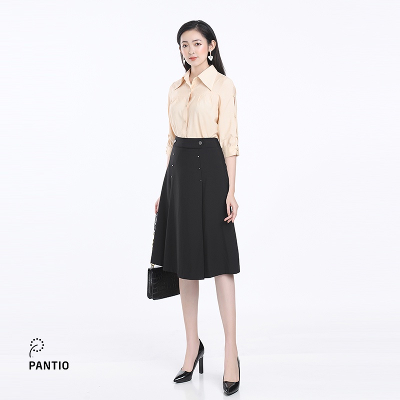 Chân váy dài chất liệu thô mịn dáng xòe FJD3746- PANTIO