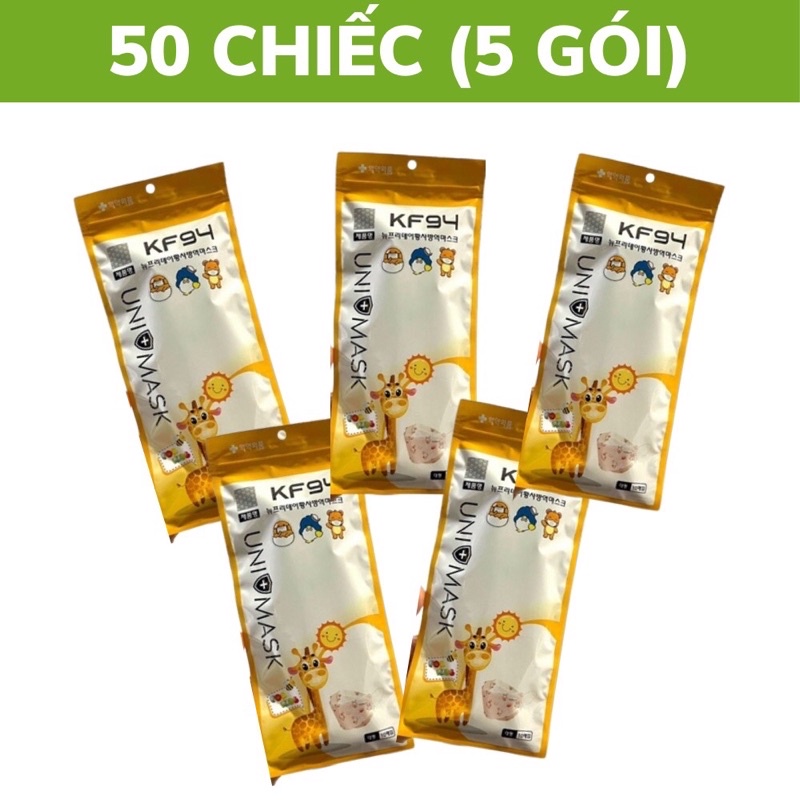 [50 chiếc] Khẩu trang trẻ em 4 lớp KF94 UNI MASK - Kháng khuẩn và chống bụi mịn cho bé