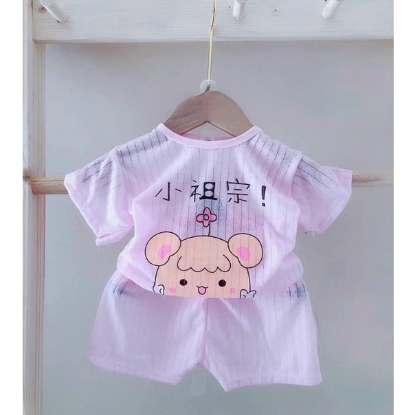 Đồ bộ cotton giấy Cộc Tay Cho Bé Trai Bé Gái mặc nhẹ Mềm Mát  Quần Áo Trẻ Em Cho Bé Sơ Sinh 3kg Đến 15kg KIMI CT01.