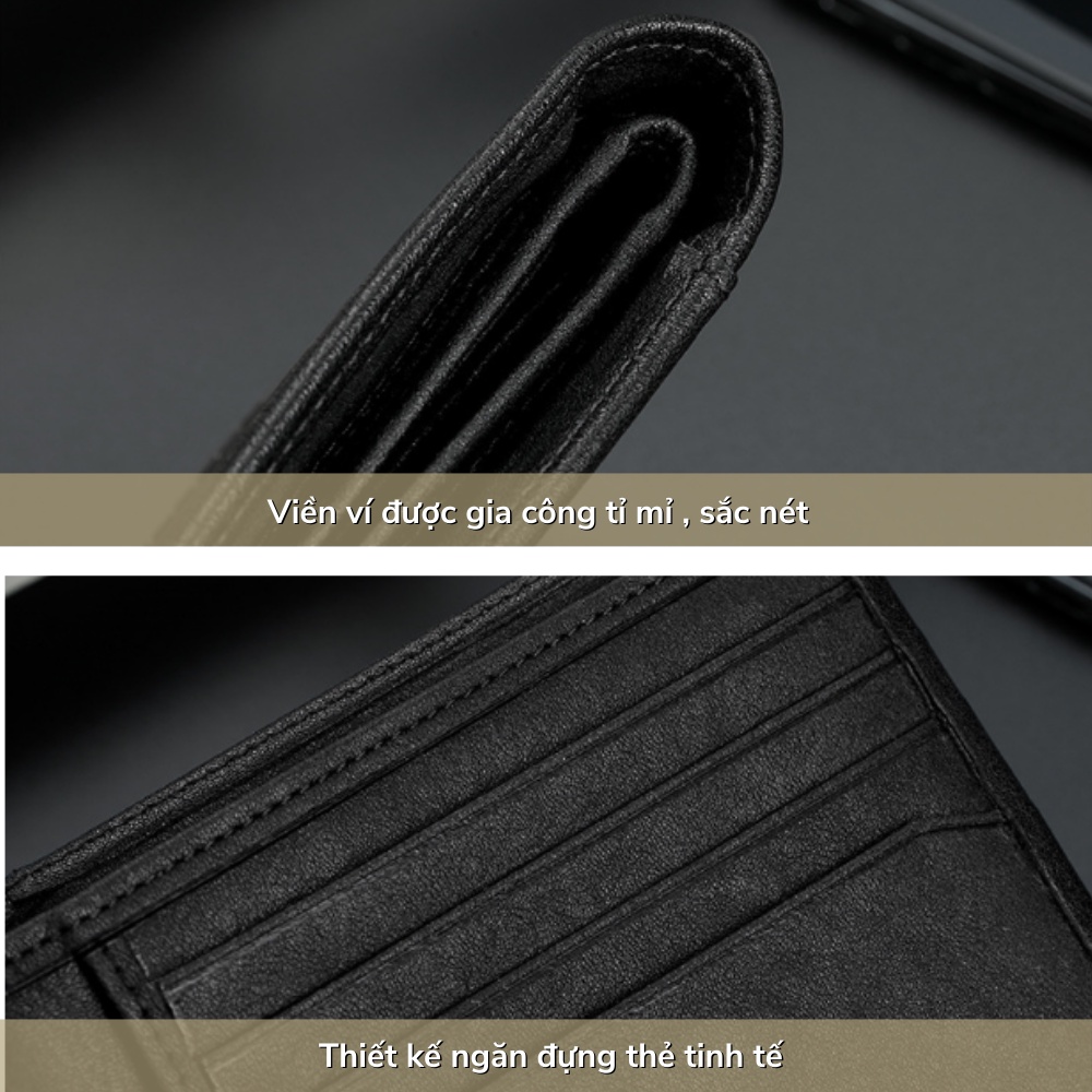 Ví Ngắn Nam Cao Cấp CoilenKlaon,Chất liệu da bò nhập khẩu,Ví da nam dáng đứng đựng tiền và thẻ mini nhỏ gọn- 𝑰𝑩𝑨𝑮