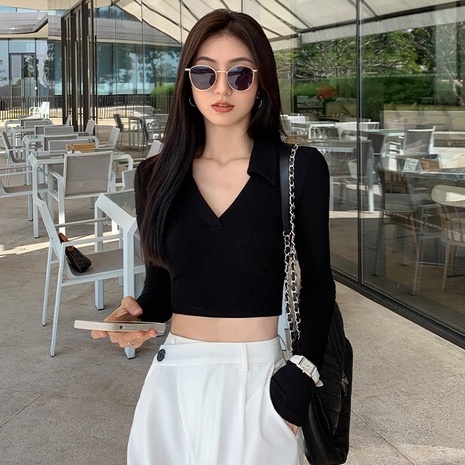 Áo Dệt Kim Nữ Tay Dài Cổ Chữ v Màu Sắc Thanh Lịch