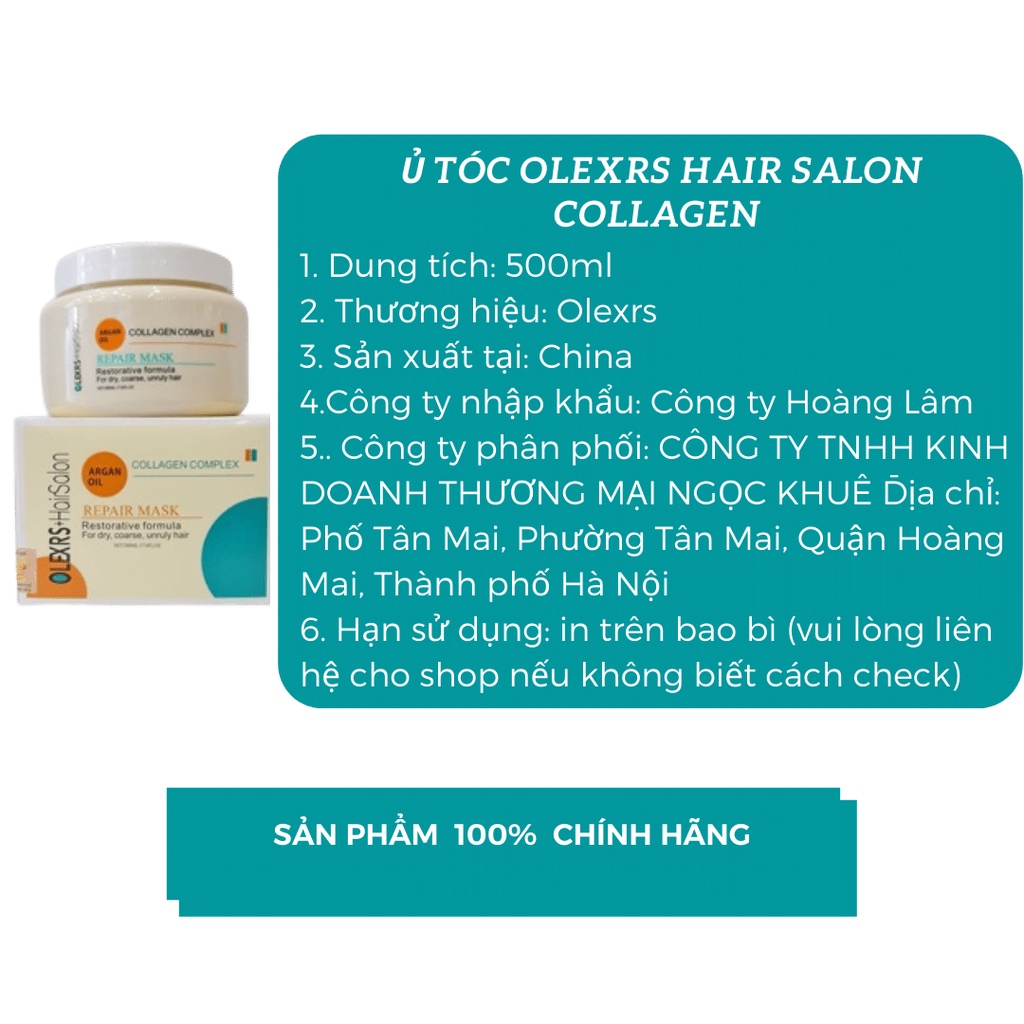 Bộ Gội Xả Olexrs Hair Salon Collagen - Mọc Tóc, Phục Hồi Tóc, Chống Rụng Tóc, Tóc Nhuộm