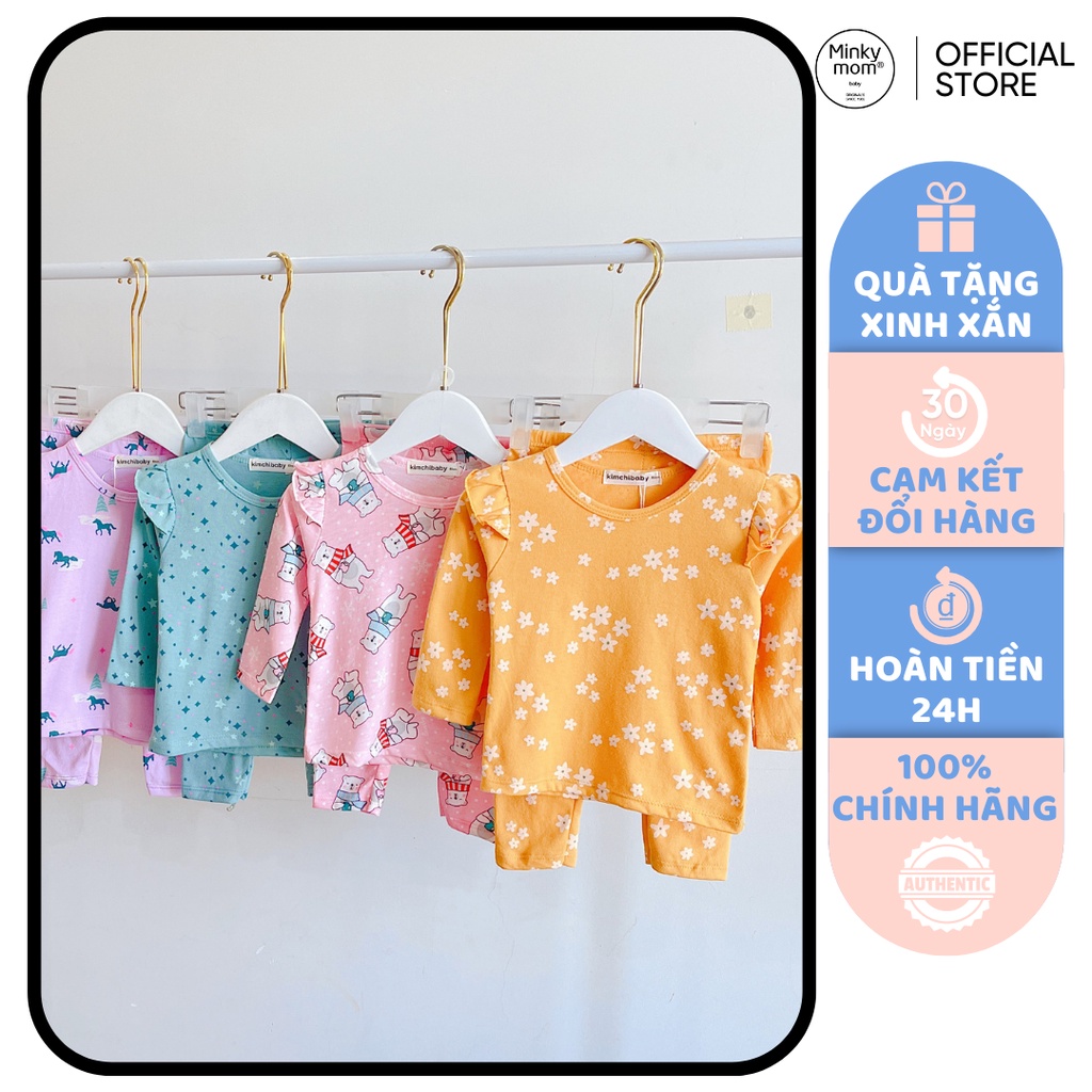 [SALE] Bộ Dài Tay Cotton Borip Bé Gái KIMCHIBABY Cánh Tiên Vải Dư Xịn, Bộ Quần Áo Cho Bé Mặc Nhà Thu Đông MKMTD2224