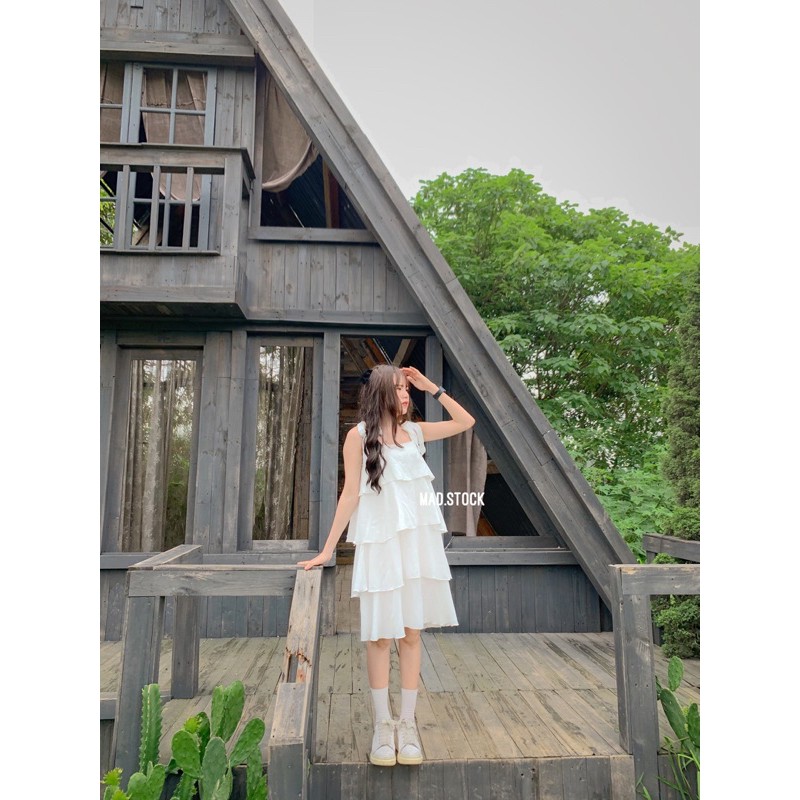 [Mã FATHANG5 giảm 10K đơn 50K] 🌿 VÁY NƠ VAI 4 TẦNG 🌿 ĐẦM VAI NƠ DỄ THƯƠNG | BigBuy360 - bigbuy360.vn