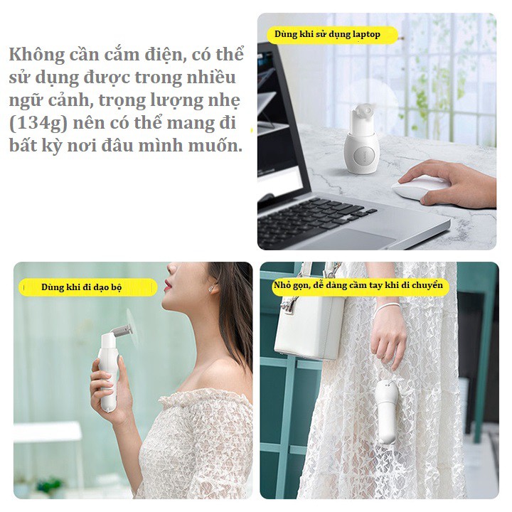 [Mã ELHA22 giảm 5% đơn 300K] Quạt cầm tay mini hình con gấu Baseus CXZD-A (tích hợp pin dự phòng 2000mAh)