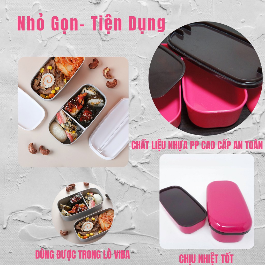 Hộp đựng cơm 2 tầng YAMADA kích thước: 158×83×83 mm nhiều màu KHÔNG KÈM MUỖNG/NĨA/ĐŨA hàng Nhật nội địa