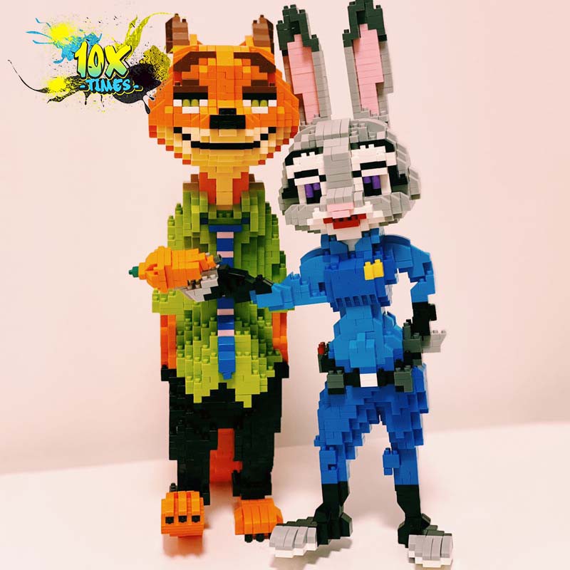 Mô hình lắp ráp 3d thỏ Juddy Hopps và cáo Nick dễ thương quà tặng sinh nhật bạn trai bạn gái, dồ decor