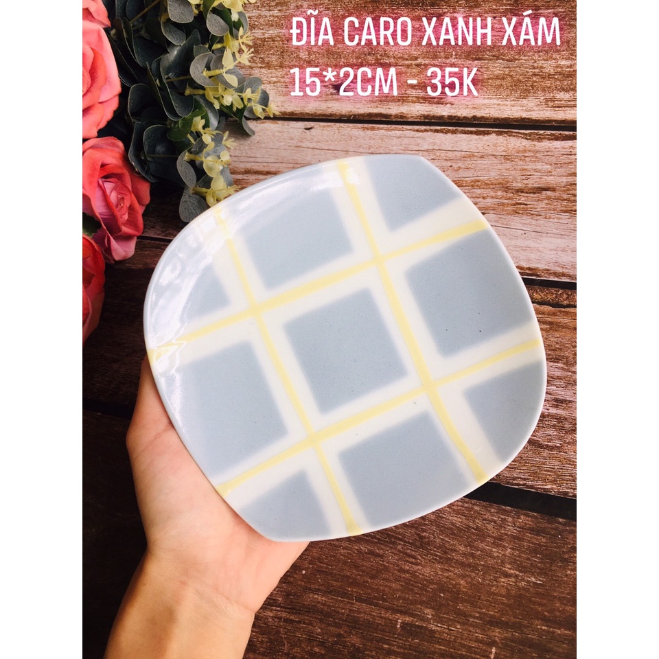 GỐM NHẬT - ĐĨA CARO, ĐĨA VẼ TAY XINH XẮN