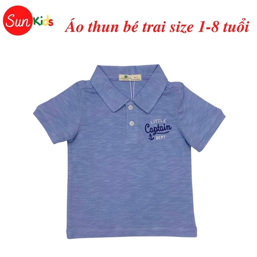 Áo thun bé trai, áo phông bé trai có cổ, size 1-8 tuổi, chất cotton mềm mát - SUNKIDS