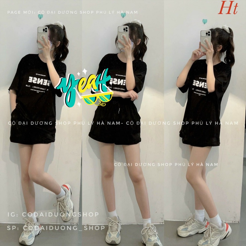 [FREESHIP, MẾN TẶNG QUÀ XINH] BỘ HÈ, SÉT ĐỒ SENSE HAI MÀU ĐEN, XÁM ĐẬM  CỰC HOT PHỐ THỜI TRANG HOTTEEN