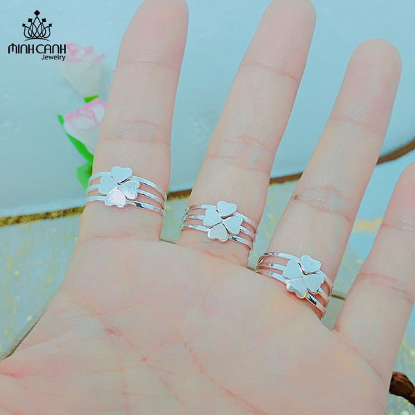 Nhẫn Bạc Nữ Cỏ 4 Lá Ghép 3 Trong 1 - Minh Canh Jewelry