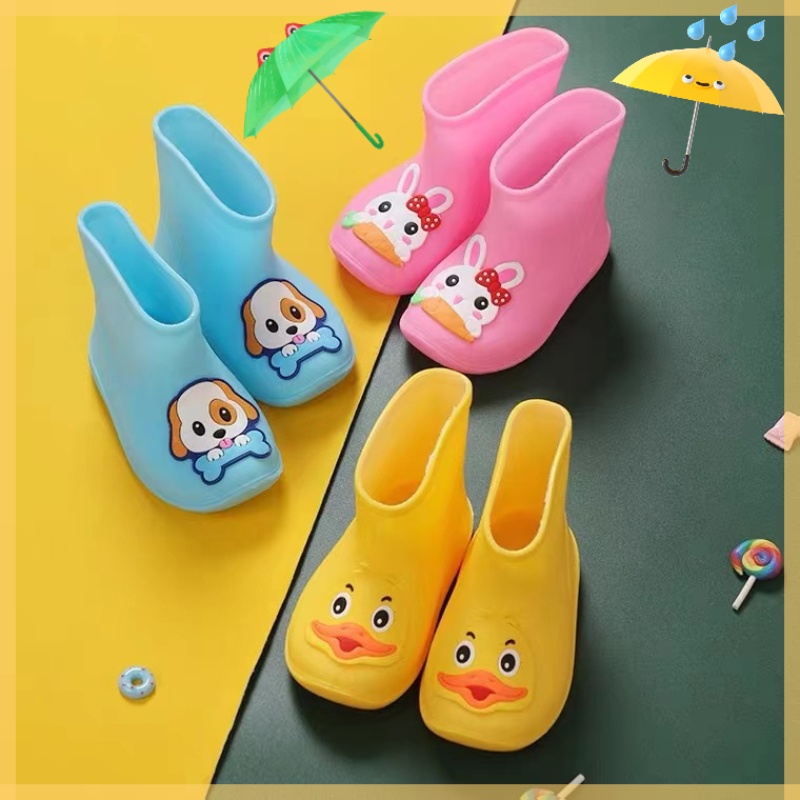 Giày bốt đi mưa đế mềm chống trượt chống thấm nước họa tiết hoạt hình dễ thương cho bé 1-3 tuổi