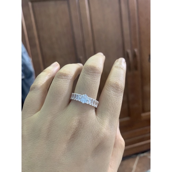 Nhẫn full đá cao đai nạm đá vuông siêu sáng bạc ta