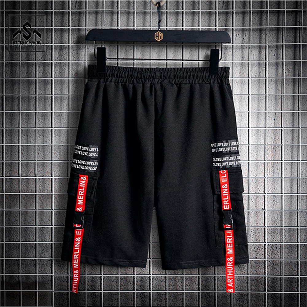 Bộ quần áo thun nam hai màu kèm dây chữ cá tính hot trend 2021 STYLE MARVEN - SET NAM 9000039C