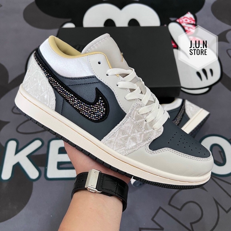 GIÀY JD1 LOW BEADED SWOOSH DA THẬT LAI AU sc
