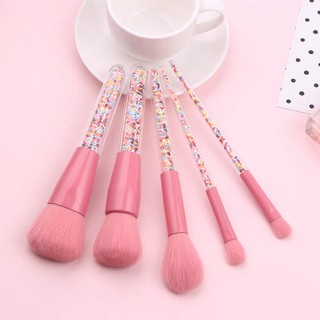 HUFUHOLIC - Bộ cọ Sprinkles bông đường hồng màu sắc trang điểm cơ bản 5 cây phủ phẩn cốm màu Hàn Quốc