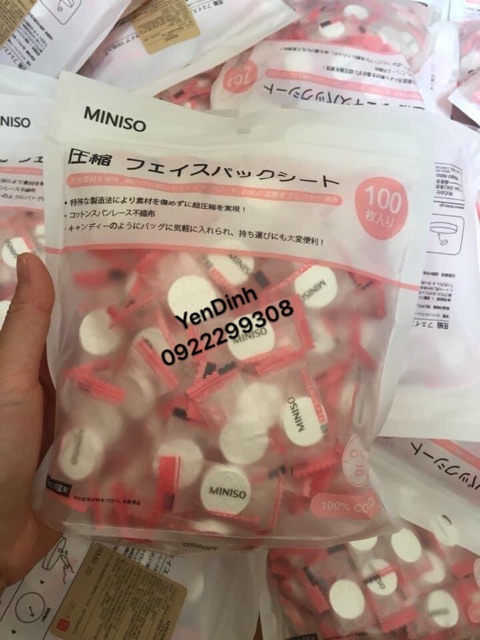 mặt nạ viên nén Miniso Nhật Bản hẳn 100 viên mùa hè các chị em tha hồ làm mặt nạ nhé ạ!