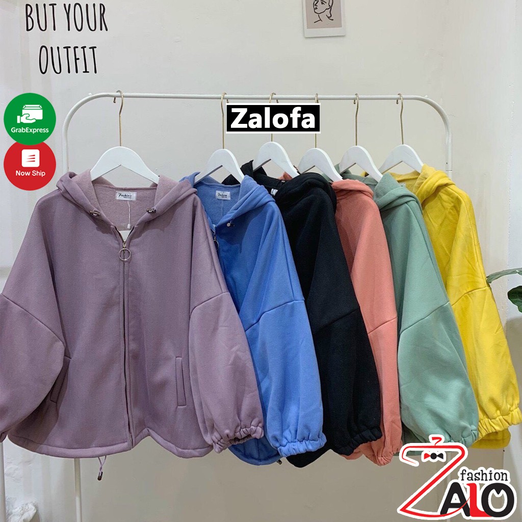 Áo khoác nỉ ngoại hoodie BASIC form rộng khóa kéo tròn áo khoác nam nữ Unisex AN1 Zalofa