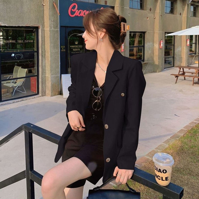 Áo Khoác Blazer Cỡ Lớn Xẻ Tà Sau Lưng Kiểu Hàn Quốc Thời Trang Xuân Thu 2023 Cho Nữ