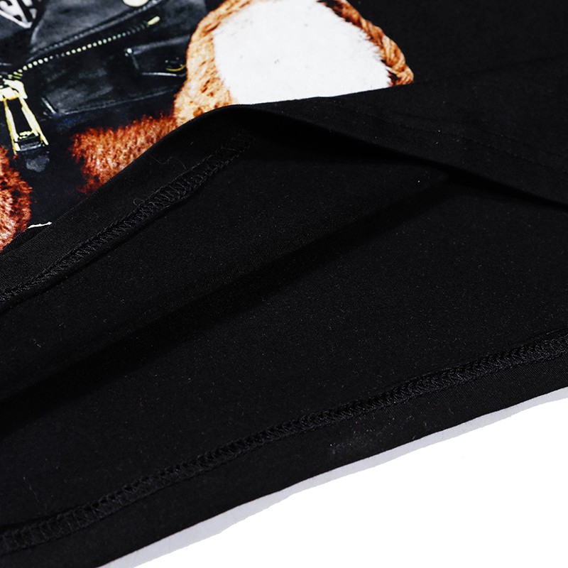 Áo thun ngắn tay in hình gấu moschino