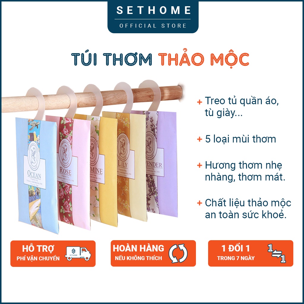 Túi thơm thảo mộc SETHOME treo tủ quần áo tủ giày tủ đồ cá nhân toả hương dễ chịu