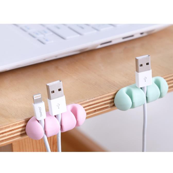 Kẹp giá đỡ cố định sạc Cáp dây điện nẹp dây sạc chống rối Silicone 3 Lỗ Tiện Dụng A629 HEAD SHOP