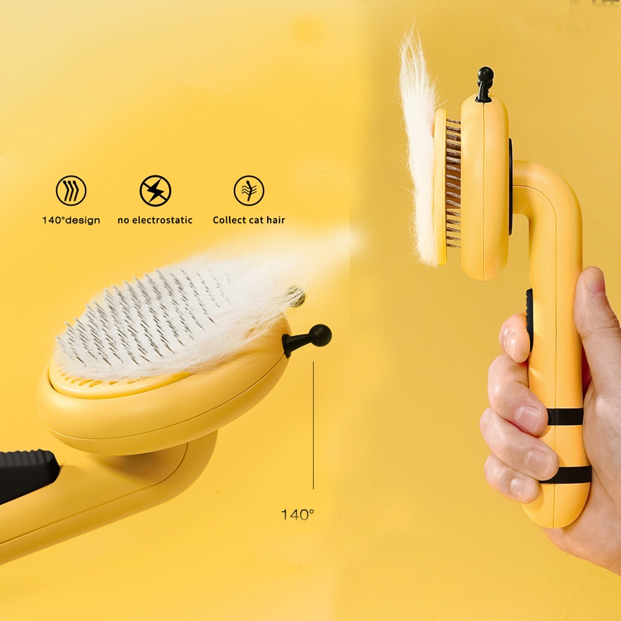 Lược Chải Lông Mèo Bấm Nút HONEY BEE KUTE đẩy lông rụng 99% chất liệu cao cấp sang trọng