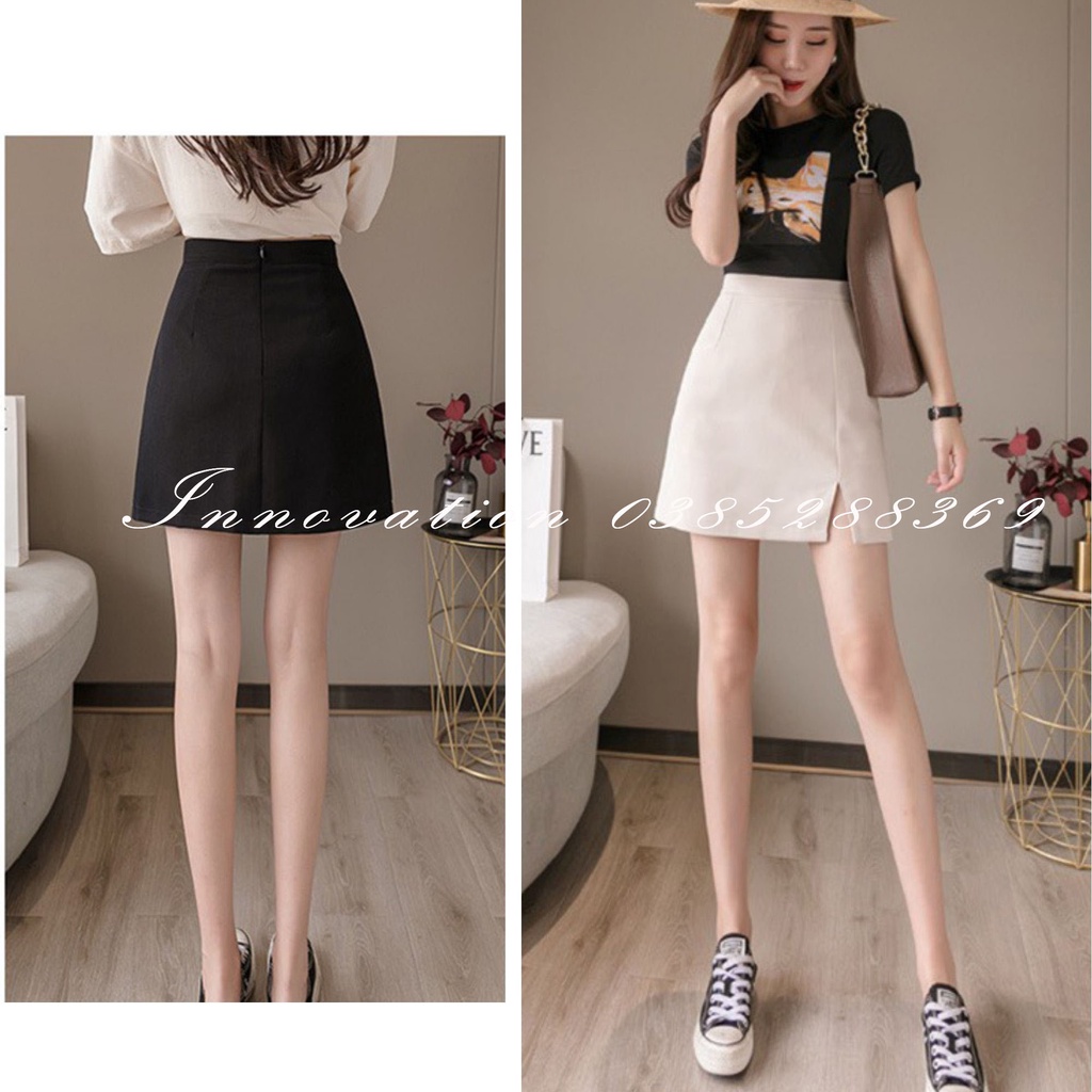 Váy ngắn dáng chữ A xẻ đùi tinh tế có quần chống lộ TA-209 (Form nhỏ)
