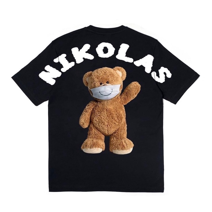 Áo Thun Nam Nữ Áo Phông Unisex Gấu đeo khẩu trang giấu quần, trùm mông, vải cotton Teddy Mask Nikol as