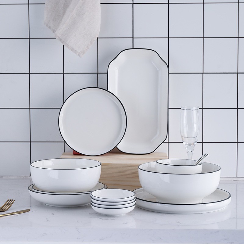 Tô canh, tô ăn phở 7 inch, bát đĩa sứ trắng trơn có viền, đồ dùng bàn ăn | BigBuy360 - bigbuy360.vn
