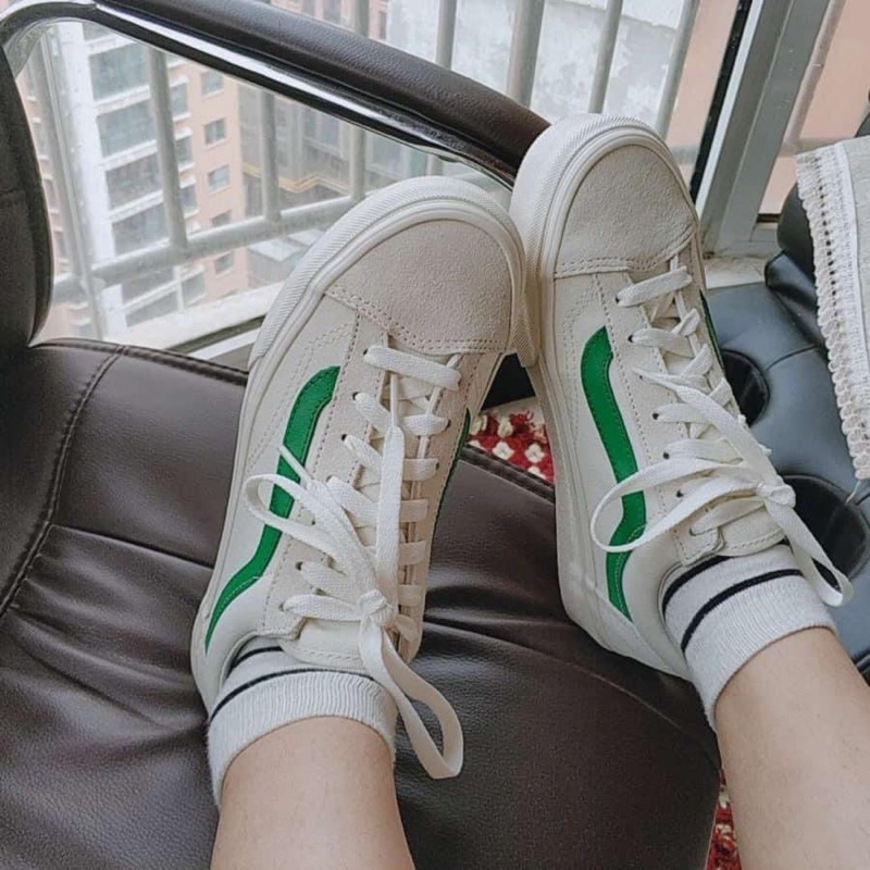 Giày vans style 36 sọc xanh than, giày van style 36 kẻ đỏ, xanh lá ,xanh đen mũi nỉ cao cấp