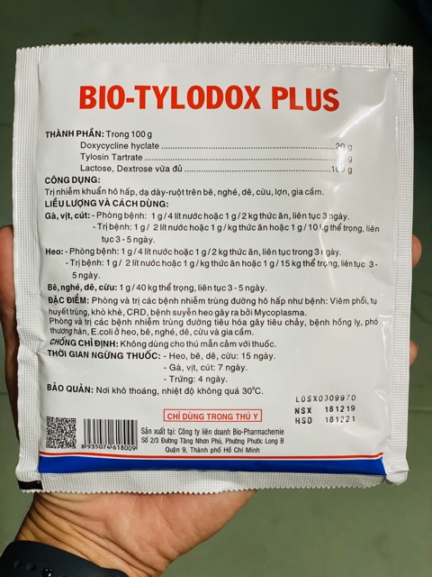 [Mã PETHOT giảm 8% đơn 199K] BIO TYLODOX PLUS TRỊ CRD ECOLI cho VẬT NUÔI