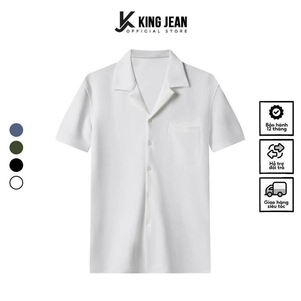 Áo sơ mi cổ vest KJ công sở chất liệu tổ ong thoáng mát KJ-Vua Quần Jeans