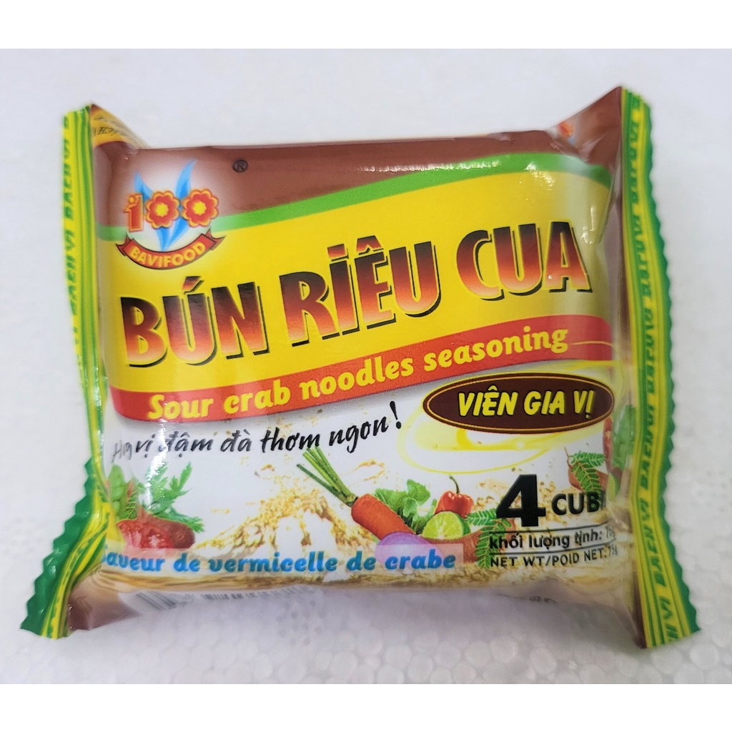 (Gói 75g – BÚN RIÊU CUA) VIÊN GIA VỊ NẤU ĂN [VN] BAVIFOOD Sour Crab Noodles Seasoning Cubes
