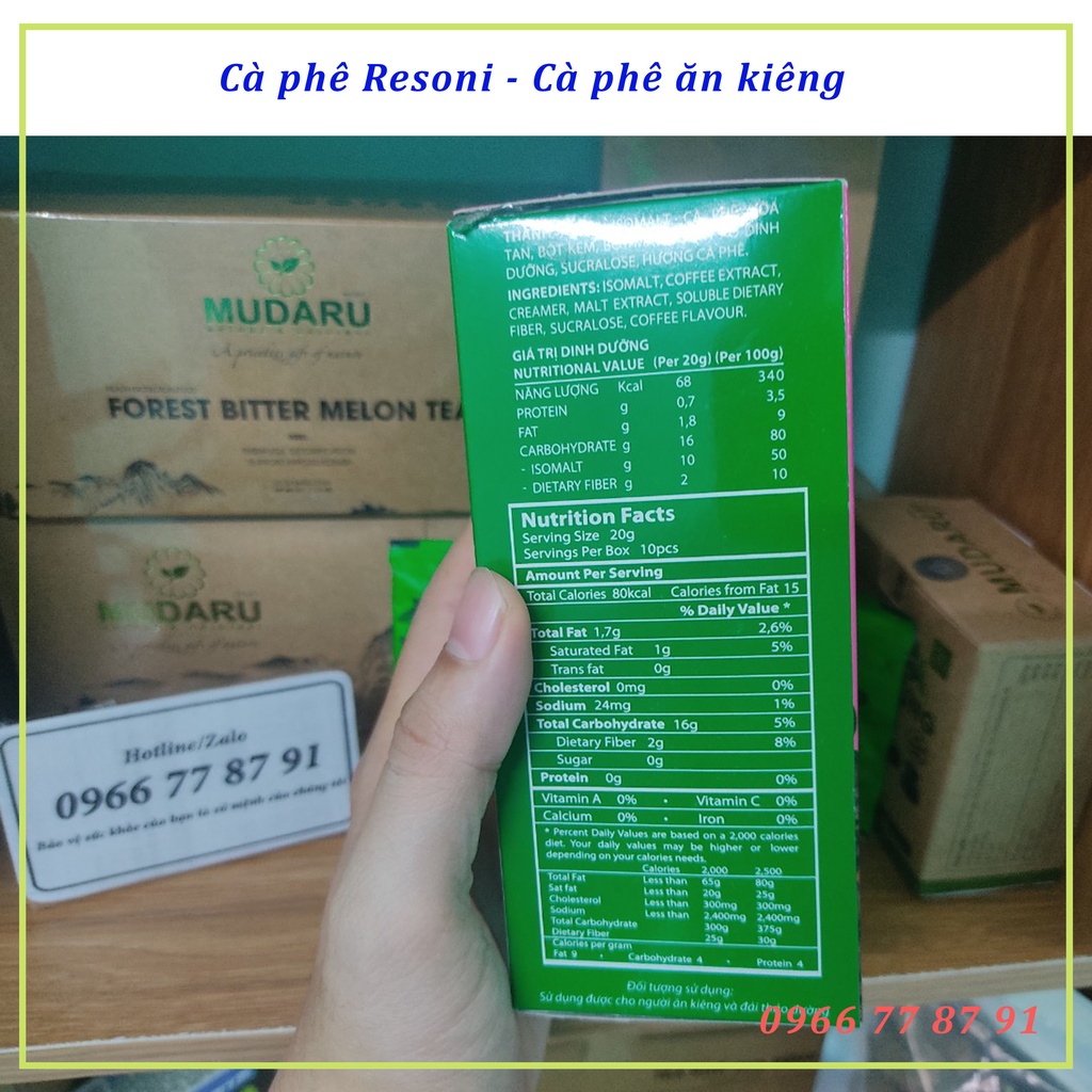 Cà phê Resoni dành cho người tiểu đường, ăn kiêng hộp 200g