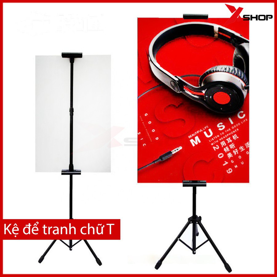 Khung standee treo tranh chữ T hai mặt bằng sắt 3 chân nhập khẩu