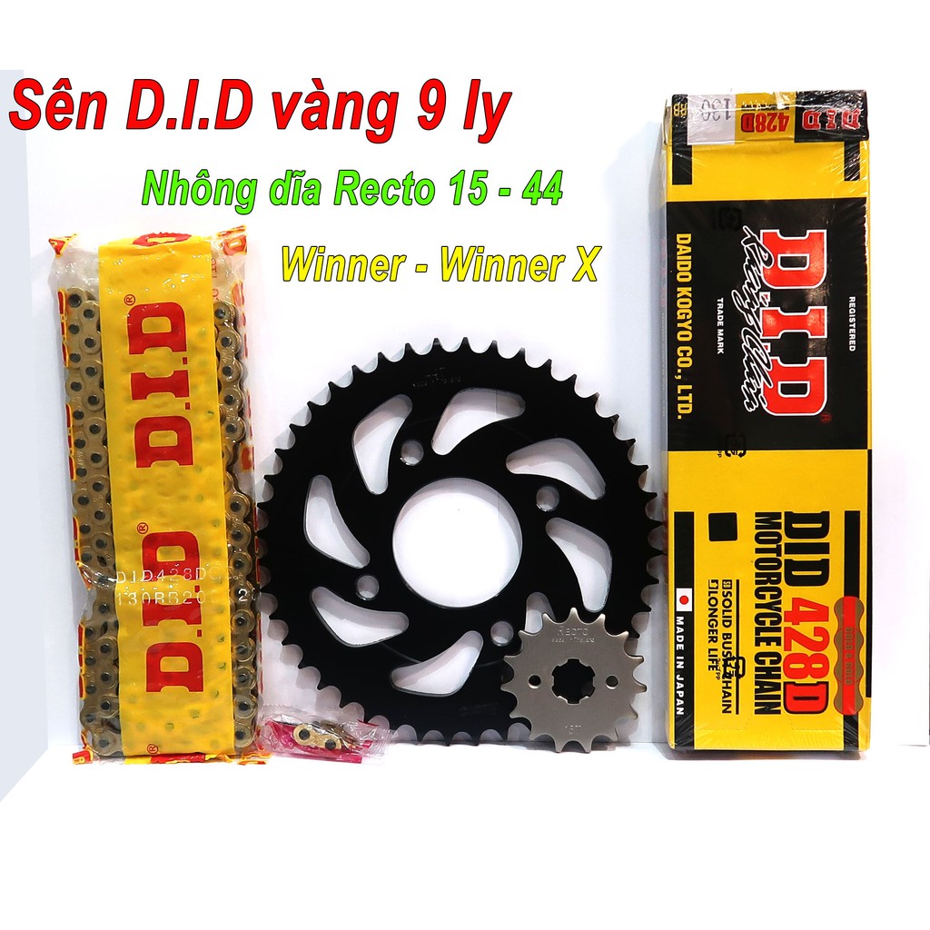 Sên DID vàng 9 ly 124 mắc, Nhông dĩa Recto cho Winner/ Winner X