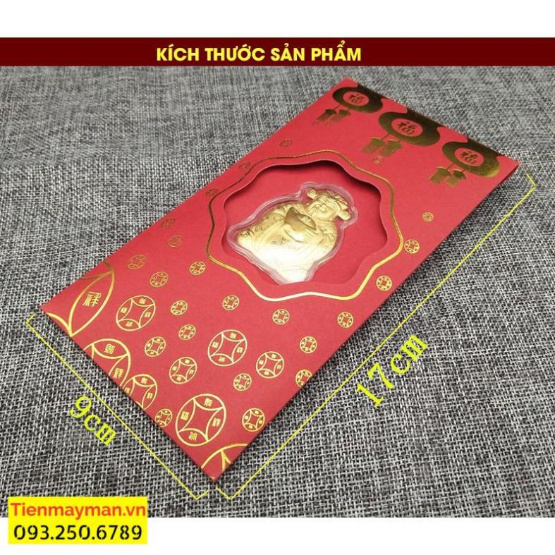 Lì Xì Thần Tài, Hình Mèo Vàng Mạ Vàng 24K - Bao Lì Xì May Mắn Rước Tài Lộc