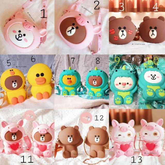 Túi gấu Brown Line Friend silicone